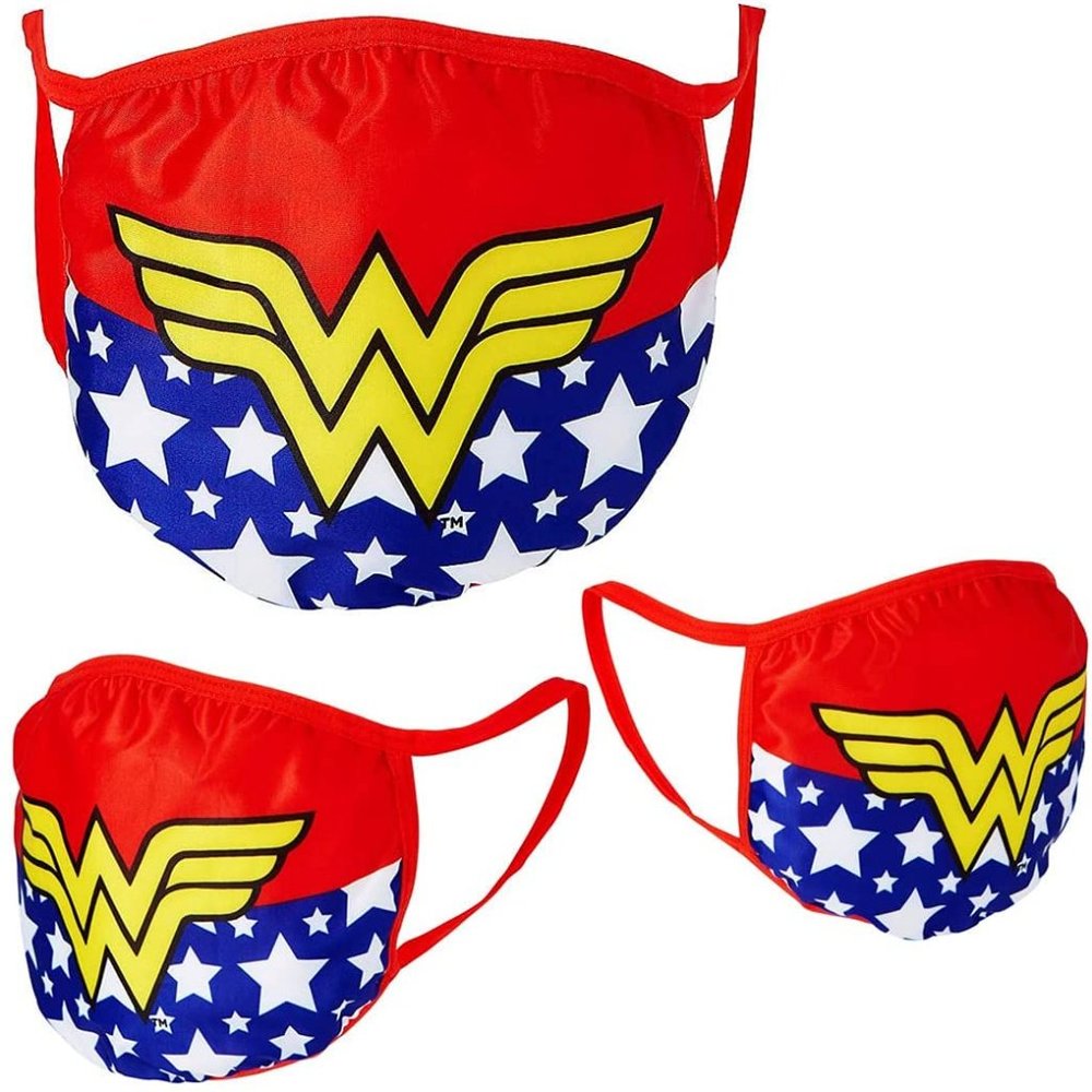 Pack of 3 Wonder Woman Girls Face Masks Kids Cloth Washable Reusable
